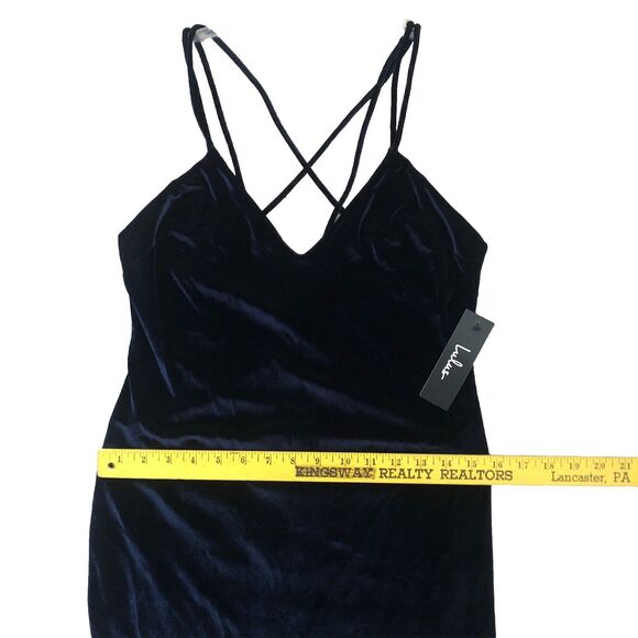 Lulus Greatest Love of All Navy Velvet Dress Womens Sz L Slip Dress Holiday NWT - Picture 13 of 16